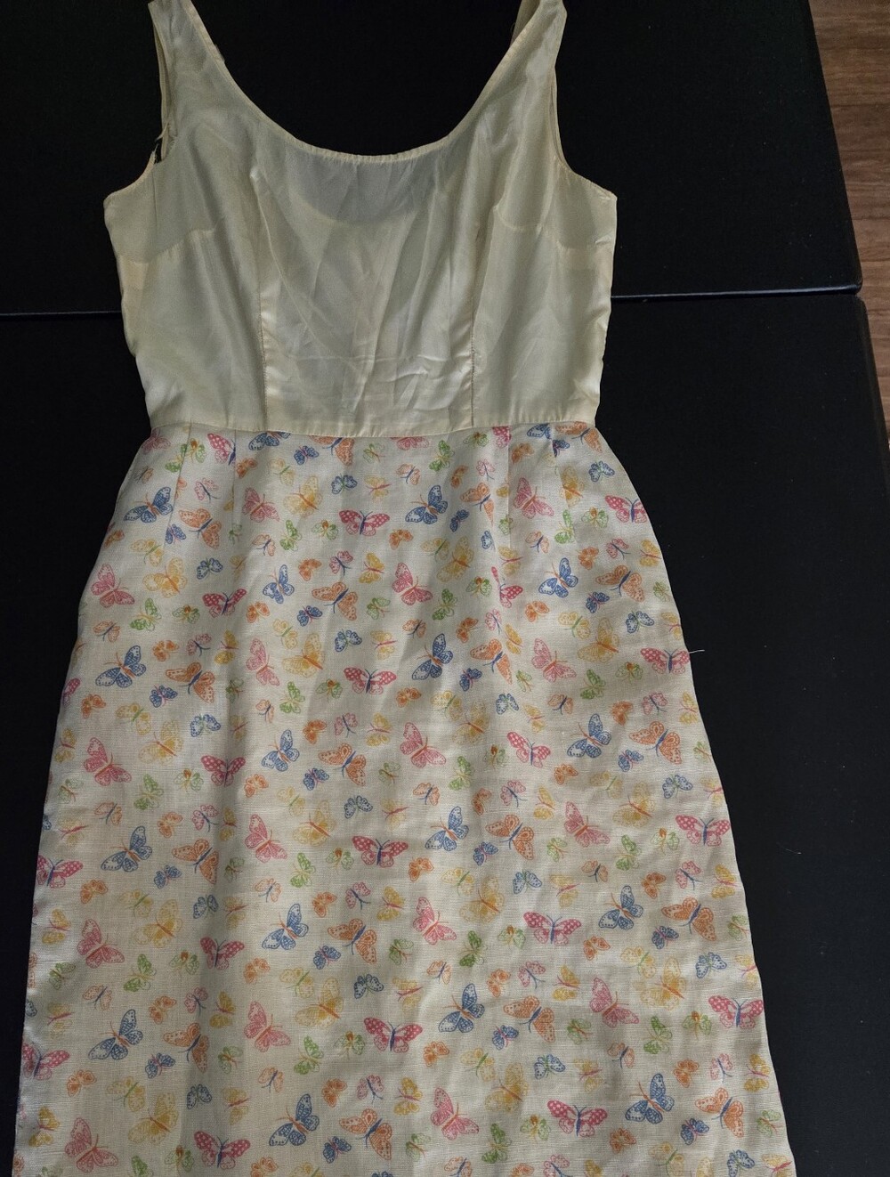 Vintage 1960s ILGWU Union Made Butterfly Print Mod Sheath Dress
